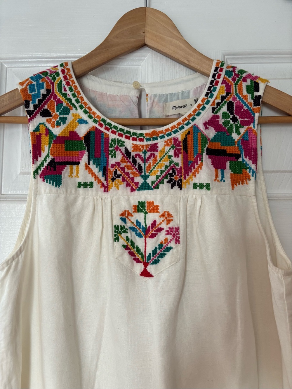 Madewell X JW Dry Goods LA Paloma embroidered  woven cotton dress - Size Small